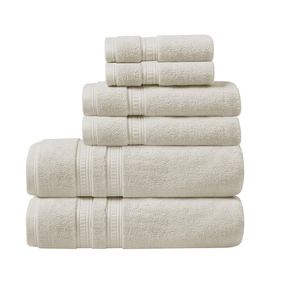 Plume 100% Cotton Feather Touch Antimicrobial Towel 6 Piece Set - Ivory