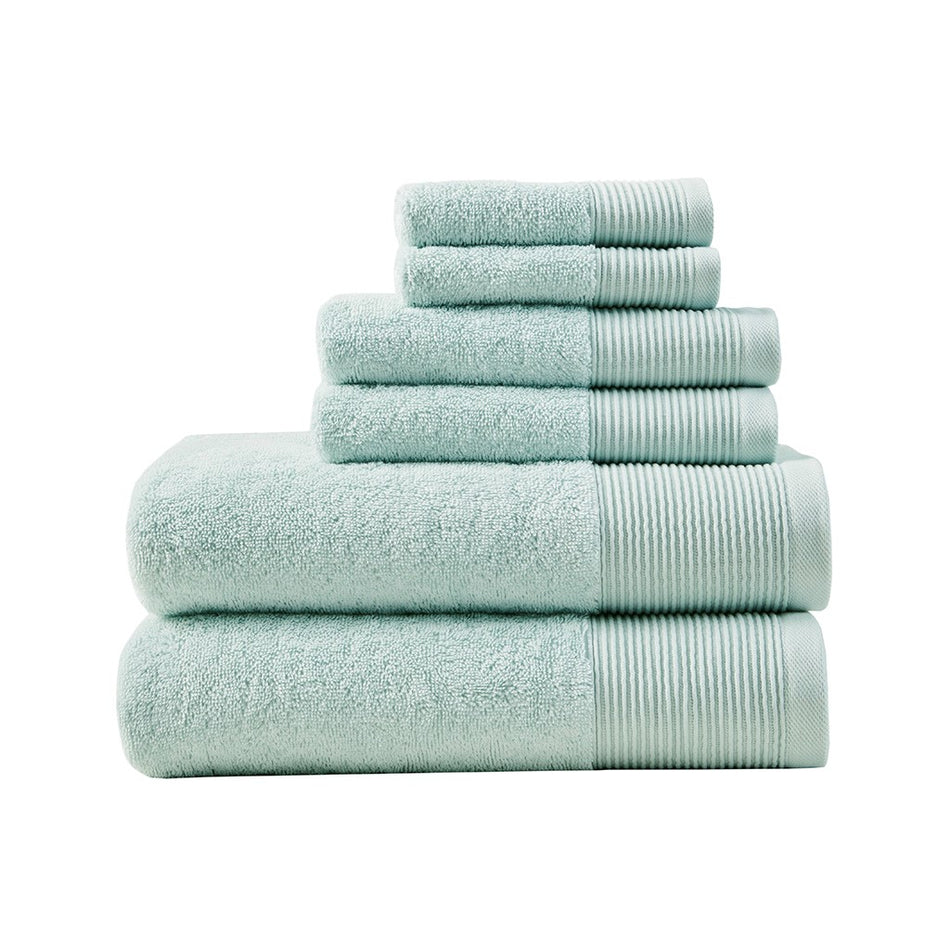 Nuage Cotton Tencel Blend Antimicrobial 6 Piece Towel Set - Seafoam