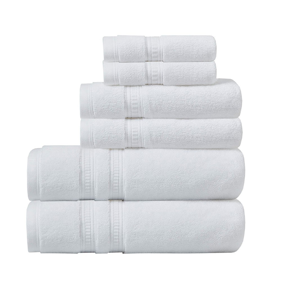 Plume 100% Cotton Feather Touch Antimicrobial Towel 6 Piece Set - White