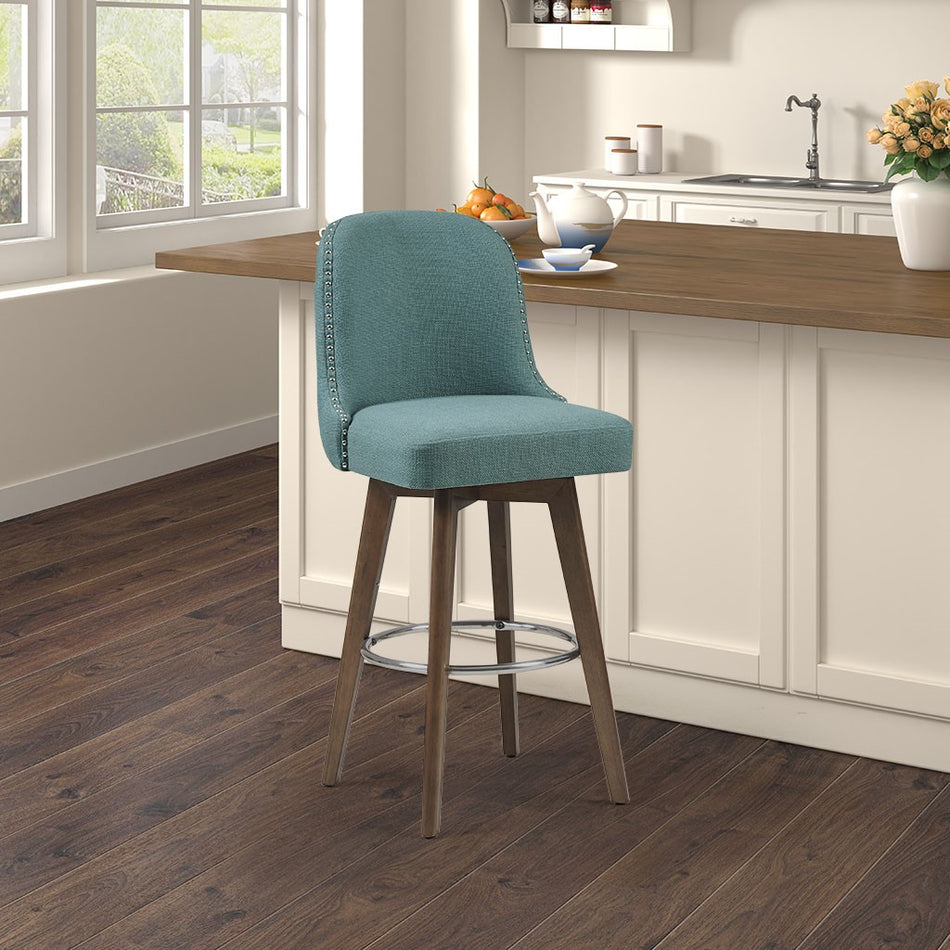 Madison Park Kobe Bar Stool with Swivel Seat - Blue