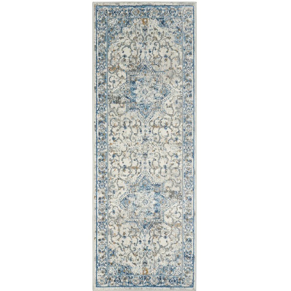 Frances Medallion Woven Area Rug - Blue - 3x8' Runner