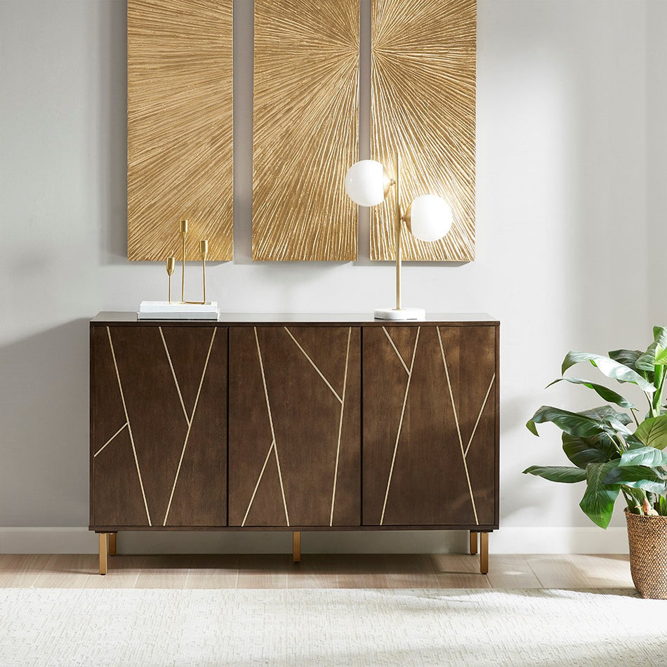 Madison Park Sadler 34"H 3-Door Cabinet - Dark Coffee