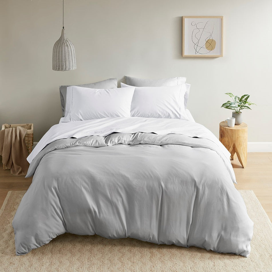 Peached Percale Cotton Peached Percale Sheet Set - White - Twin Size