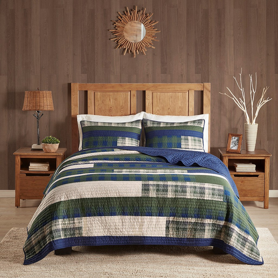 Spruce Hill Oversized Cotton Quilt Mini Set - Green - Full Size / Queen Size