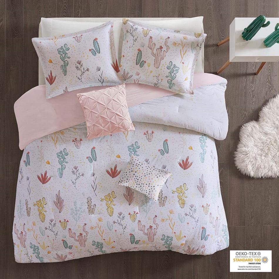 Urban Habitat Kids Desert Bloom Cotton Printed Comforter Set - Red Multi - Full Size / Queen Size