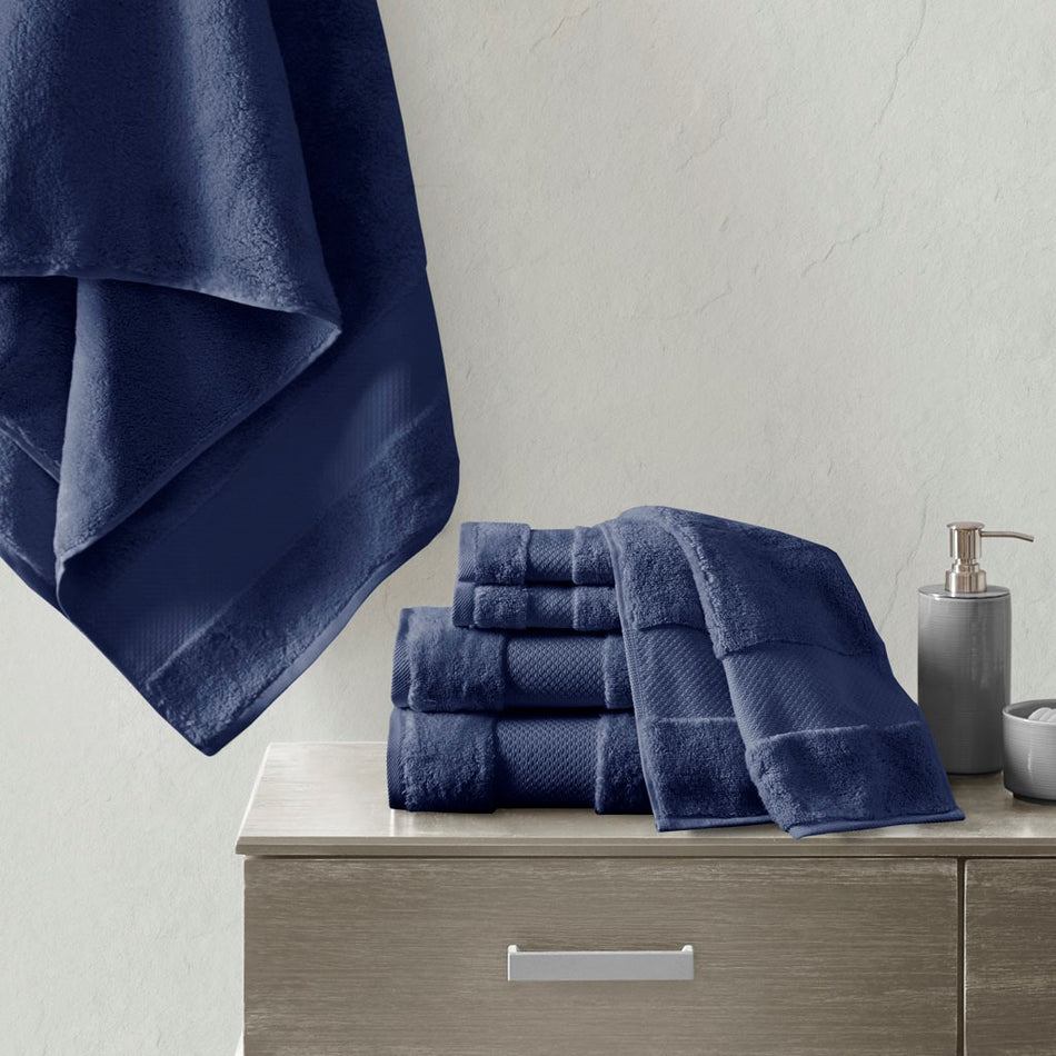 Madison Park Signature Turkish Cotton 6 Piece Bath Towel Set - Navy