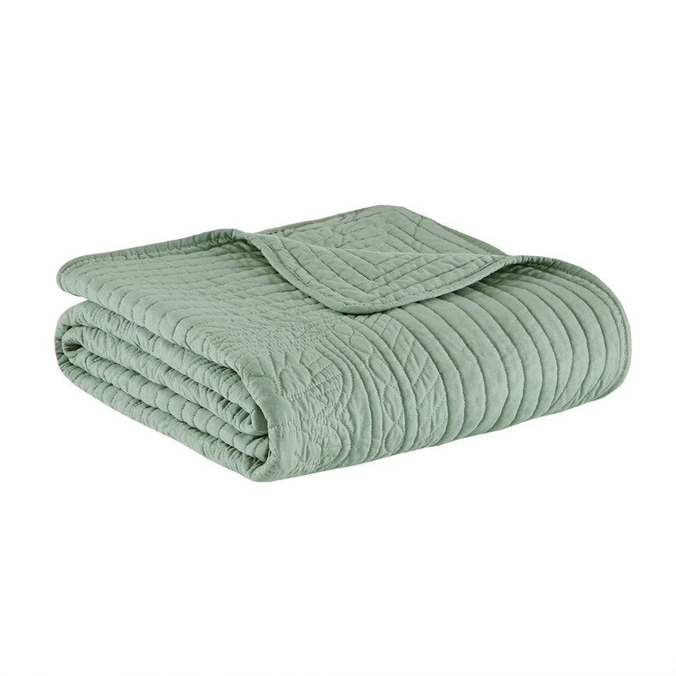 Tuscany Oversized Quilted Throw with Scalloped Edges - Seafoam - 60x72"