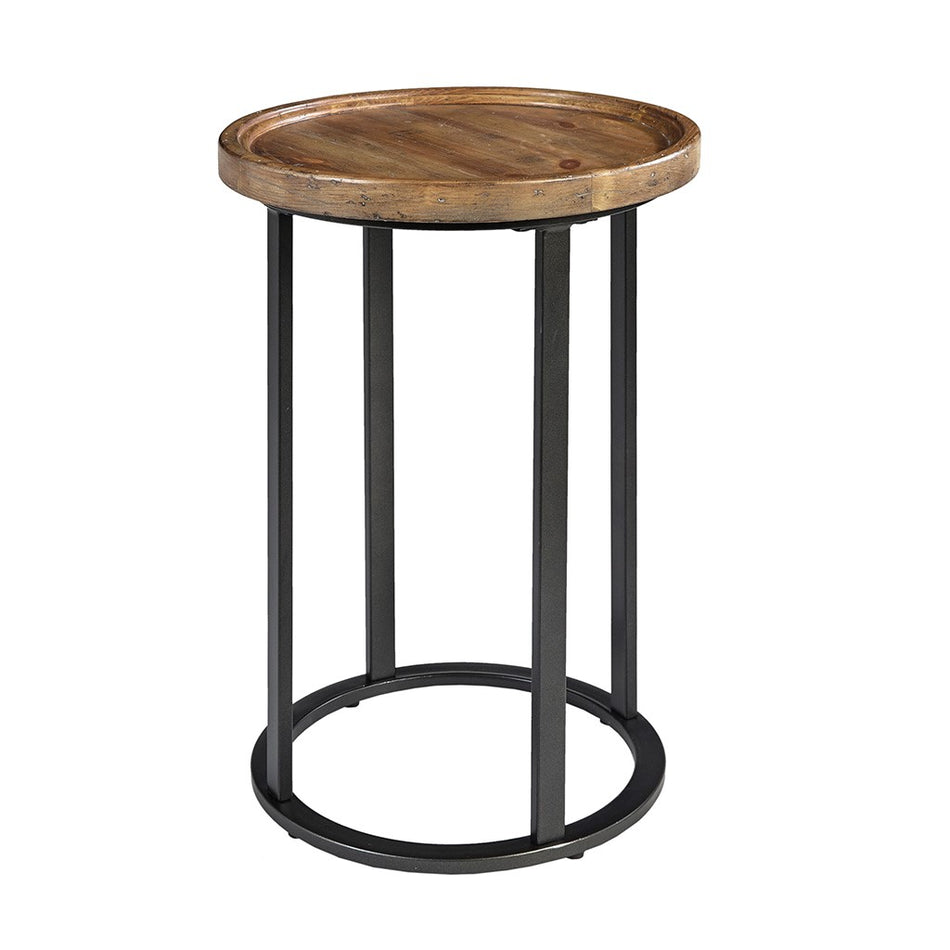 Irisa Round Accent Table - Reclaimed Oak / Iron