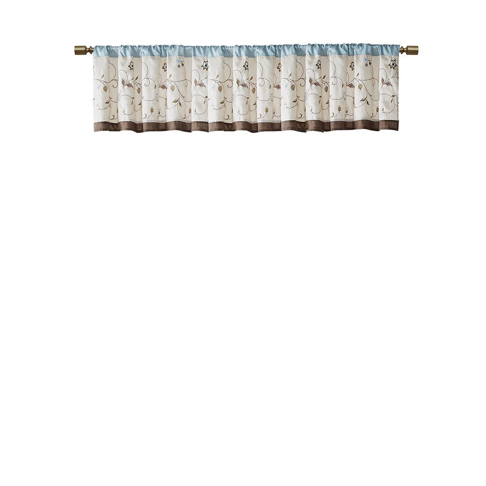 Serene Embroidered Window Valance - Blue - 50x18"