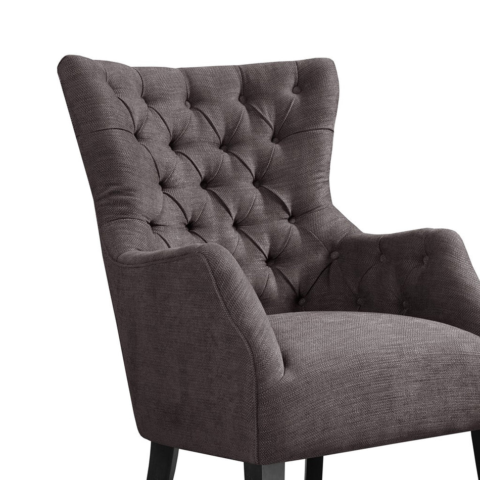 Hannah Button Tufted Wing Chair - Brown