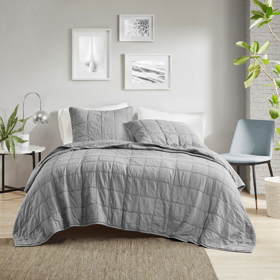 Croscill Casual Gema 3 Piece Grey Coverlet Set - Gray  - Full Size / Queen Size Shop Online & Save - ExpressHomeDirect.com