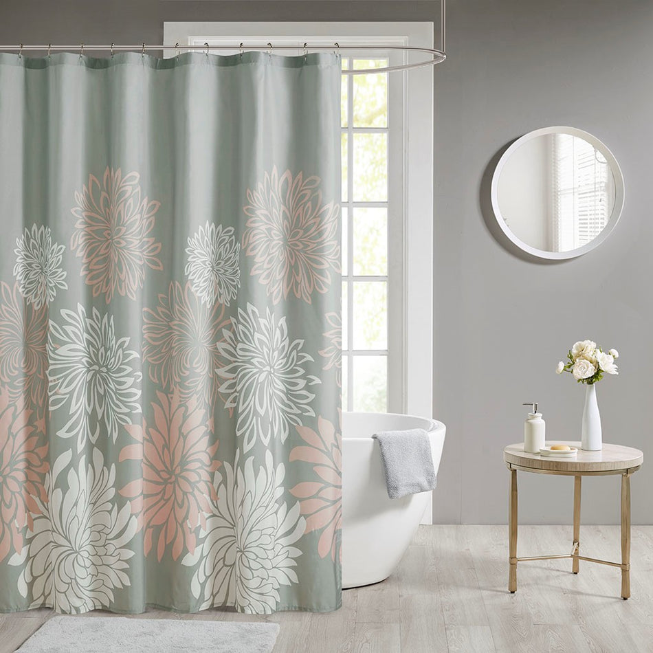 Madison Park Essentials Maible Printed Floral Shower Curtain - Blush - 72x72"