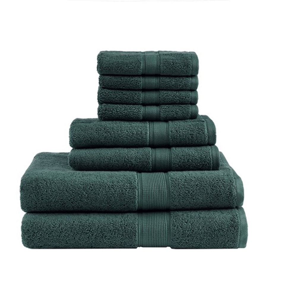 800GSM 100% Cotton 8 Piece Antimicrobial Towel Set - Dark Green