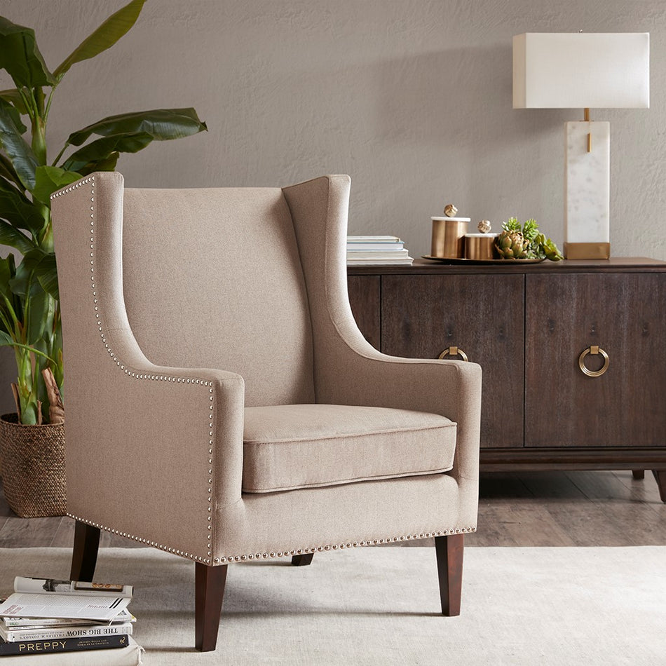 Madison Park Barton Wing Chair - Taupe 
