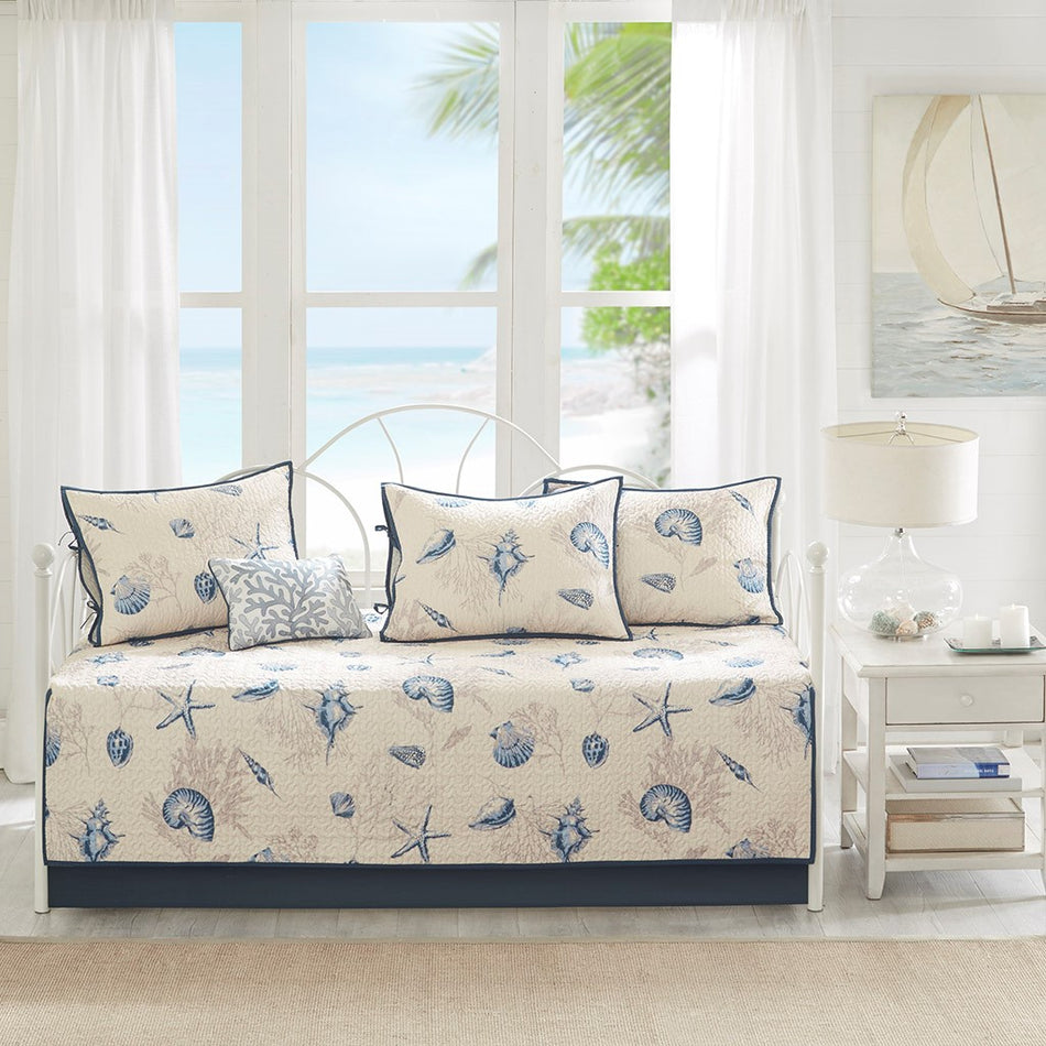 Bayside 6 Piece Reversible Daybed Cover Set - Blue - Daybed Size - 39" x 75"