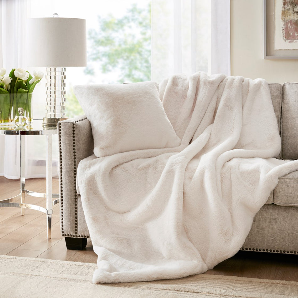 Croscill Sable Solid Faux Fur Square Decor Pillow - Ivory  - 20x20" Shop Online & Save - ExpressHomeDirect.com