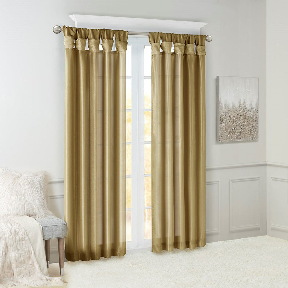 Emilia Twist Tab Lined Window Curtain - Bronze - 50x108"