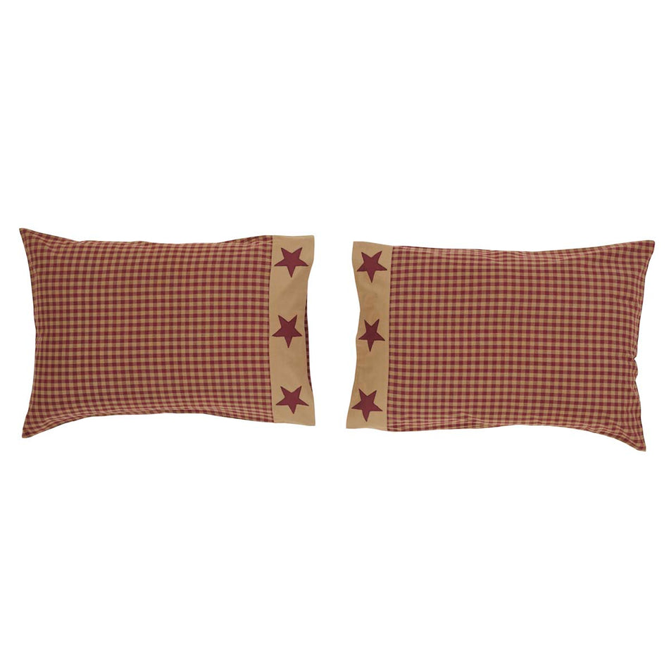 Mayflower Market Ninepatch Star Standard Pillow Case w/Applique Border Set of 2 21x30 By VHC Brands
