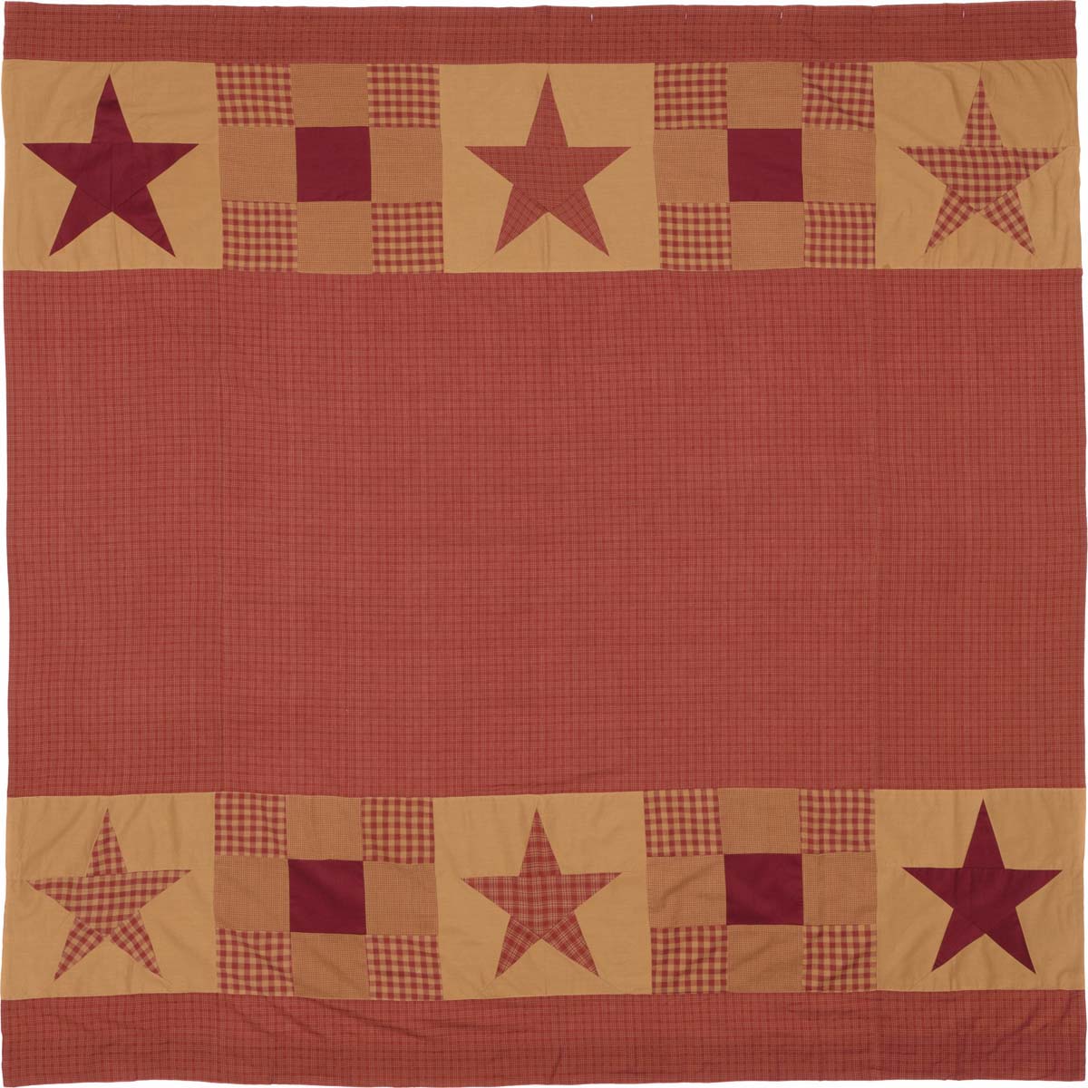 Mayflower Market Ninepatch Star Shower Curtain w/ Patchwork Borders 72x72 By VHC Brands
