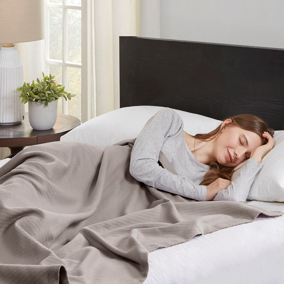 Madison Park Liquid Cotton Blanket - Grey - Full Size / Queen Size