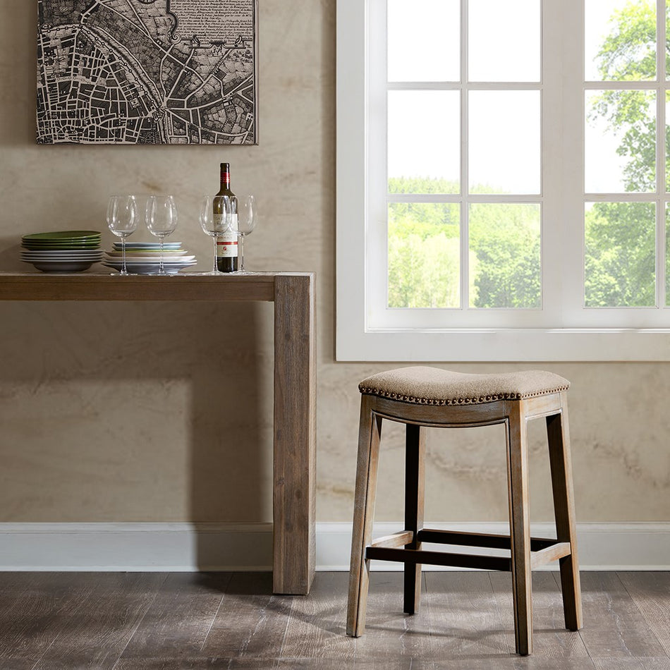Madison Park Belfast Saddle Counter Stool - Linen
