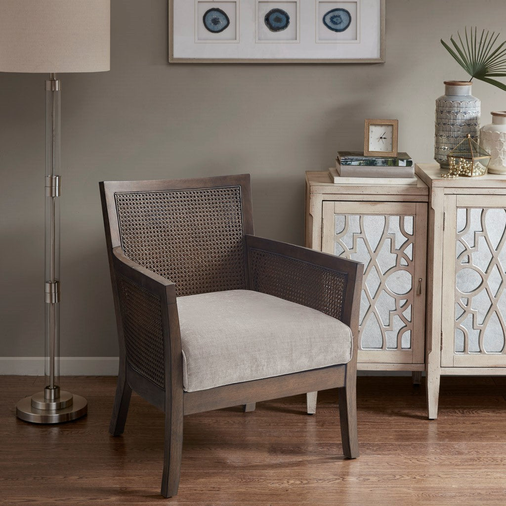 Madison Park Diedra Cane Armchair - Tan / Espresso