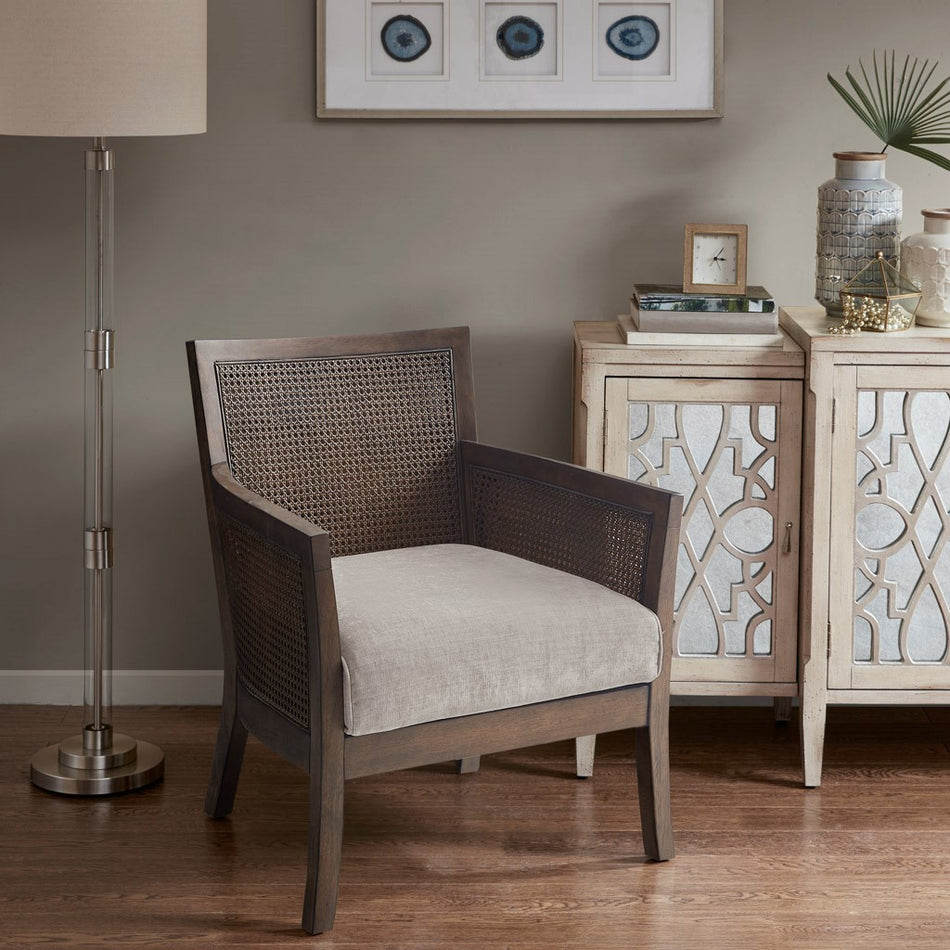 Madison Park Diedra Cane Armchair - Tan / Espresso