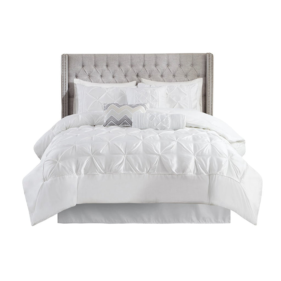 Laurel 7 Piece Tufted Comforter Set - White - Full Size