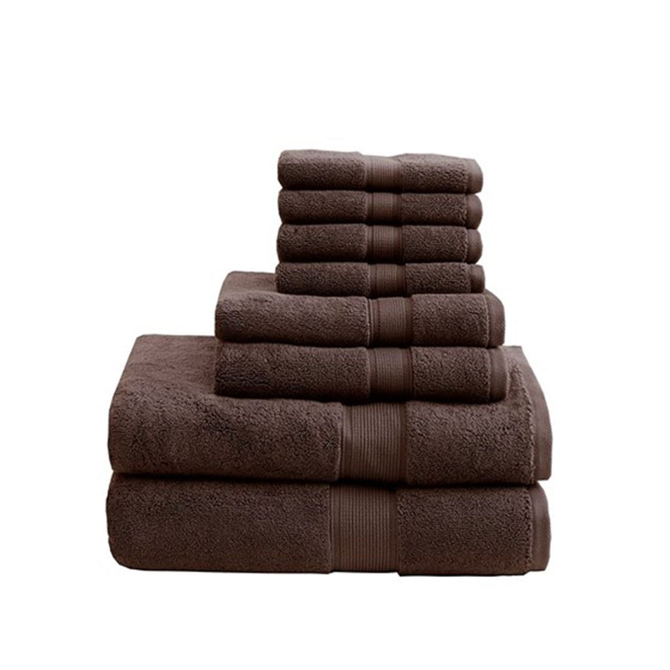 800GSM 100% Cotton 8 Piece Antimicrobial Towel Set - Mocha