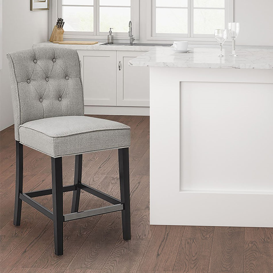 Madison Park Marian Tufted Counter Stool - Light Grey