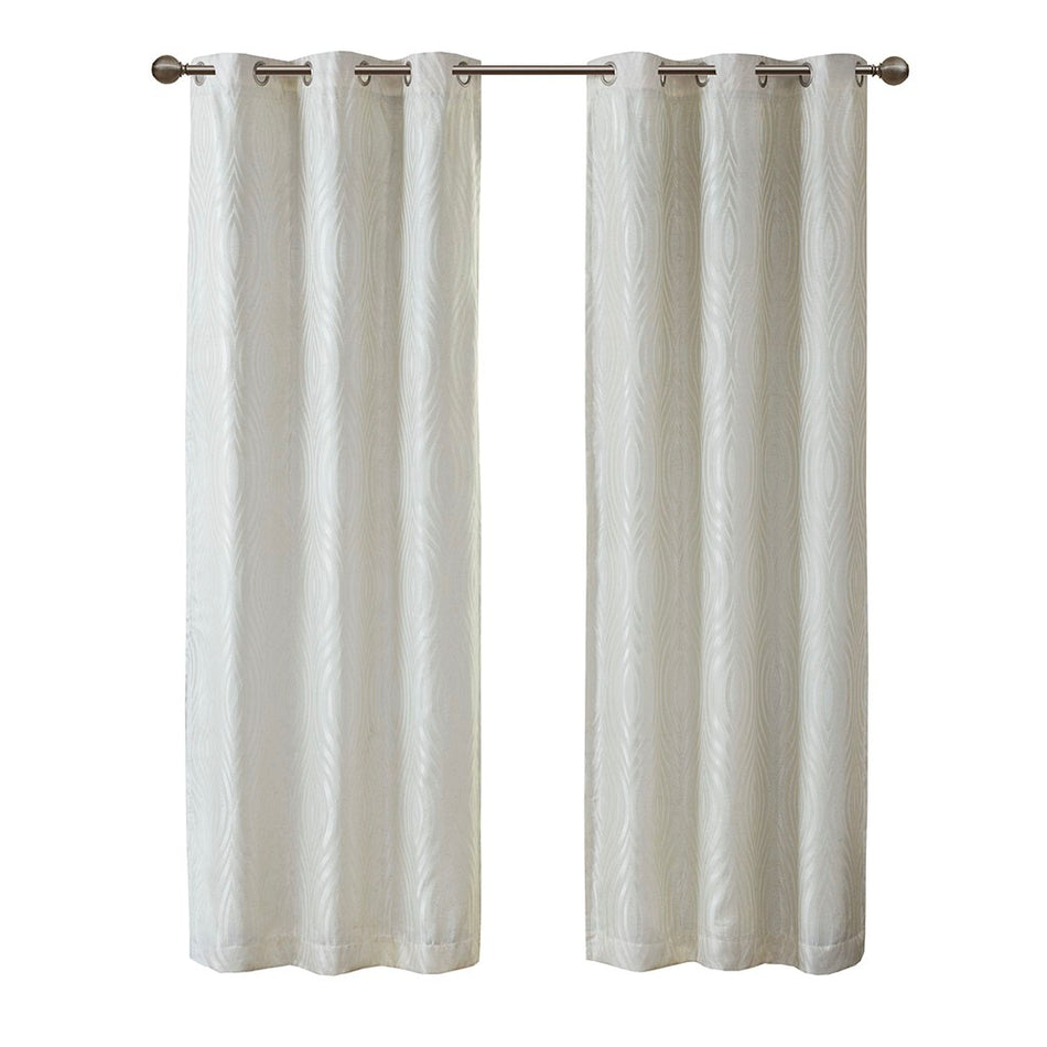 Cannes Ogee Jacquard Total Blackout Magnetic Closure Panel Pair - Ivory - 84" Panel