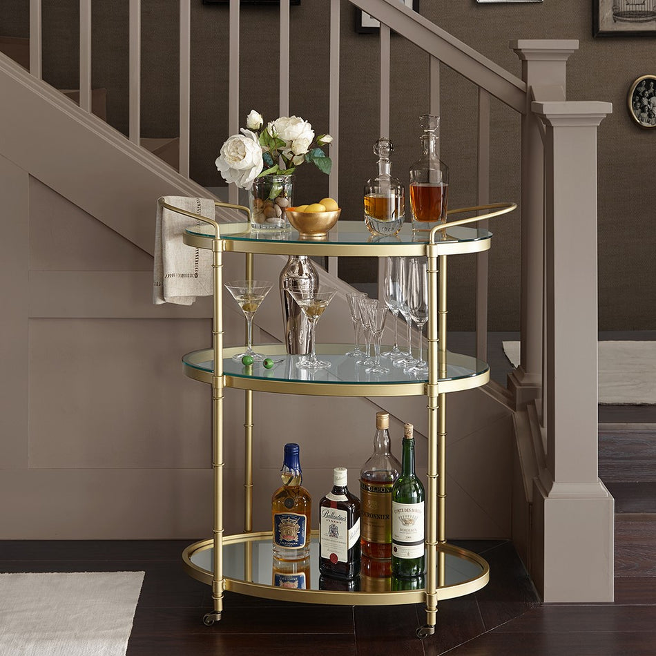 Madison Park Signature Lauren Bar Cart - Antique Gold