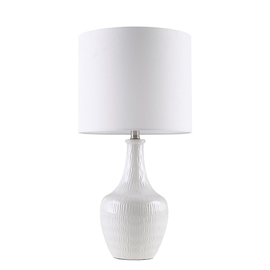 Celine Textured Ceramic Table Lamp - White