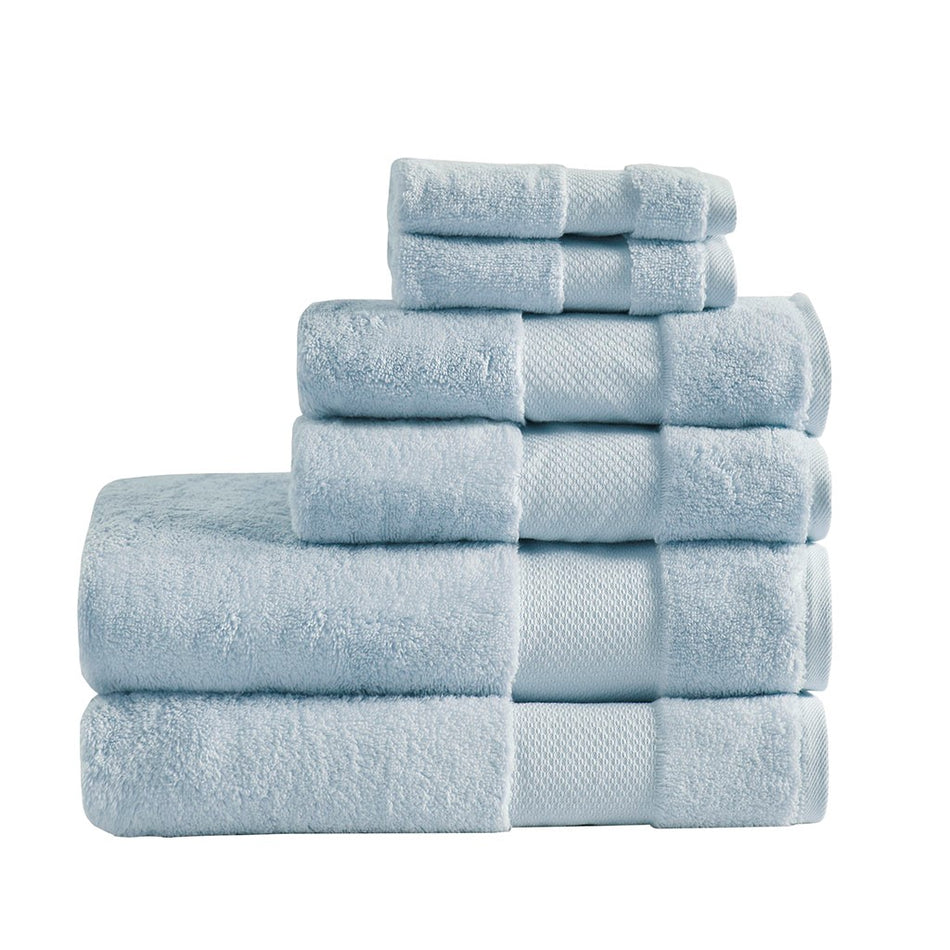 Turkish Cotton 6 Piece Bath Towel Set - Light Blue