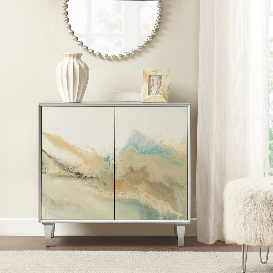 Madison Park Bering 2 Door Abstract Modern Accent Chest - Silver Multi
