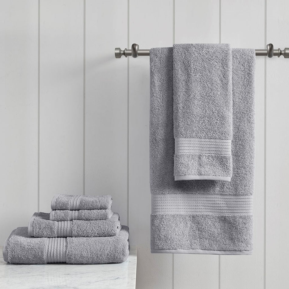 Madison Park Organic 6 Piece Organic Cotton Towel Set - Grey 