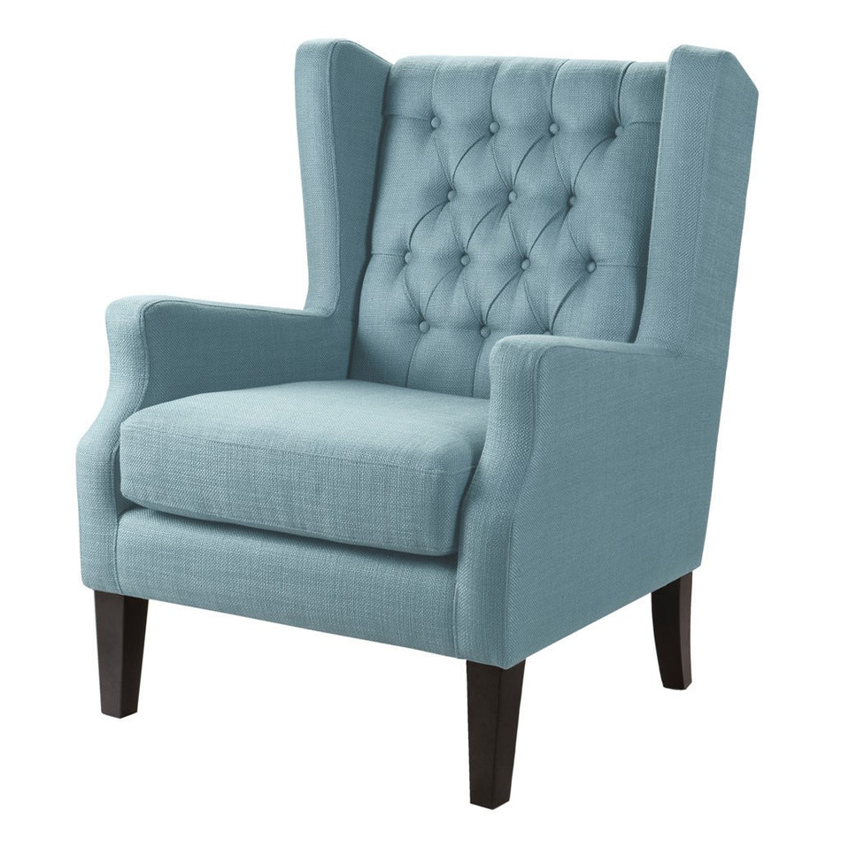Maxwell Button Tufted Wing Chair - Blue