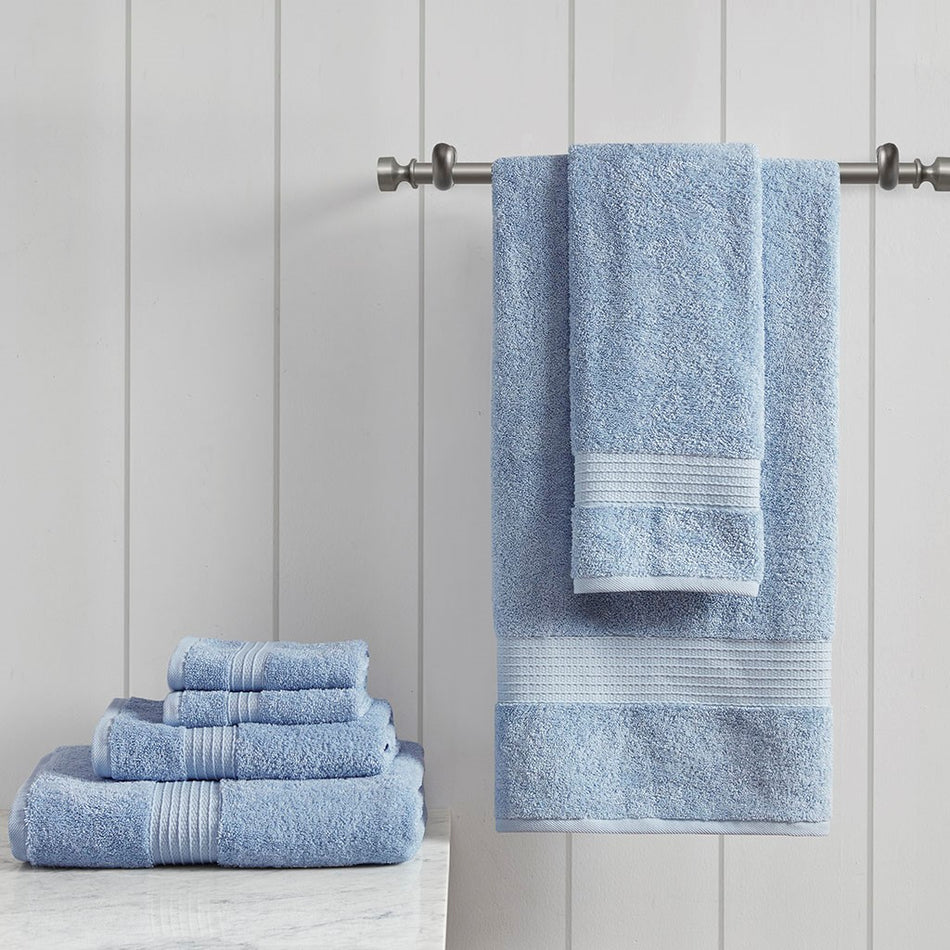 Madison Park Organic 6 Piece Organic Cotton Towel Set - Blue