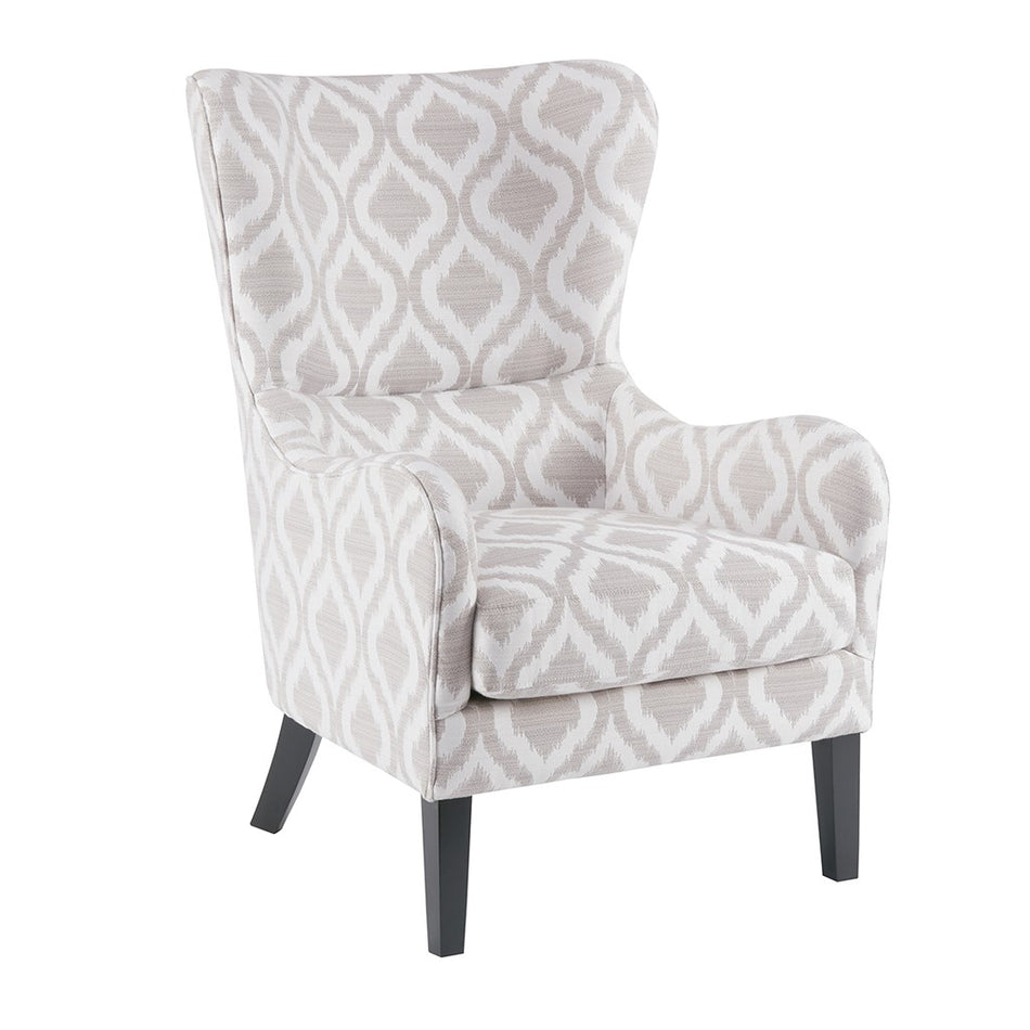 Arianna Swoop Wing Chair - Taupe Multi