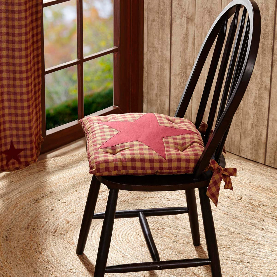 Mayflower Market Burgundy Star Chair Pad By VHC Brands