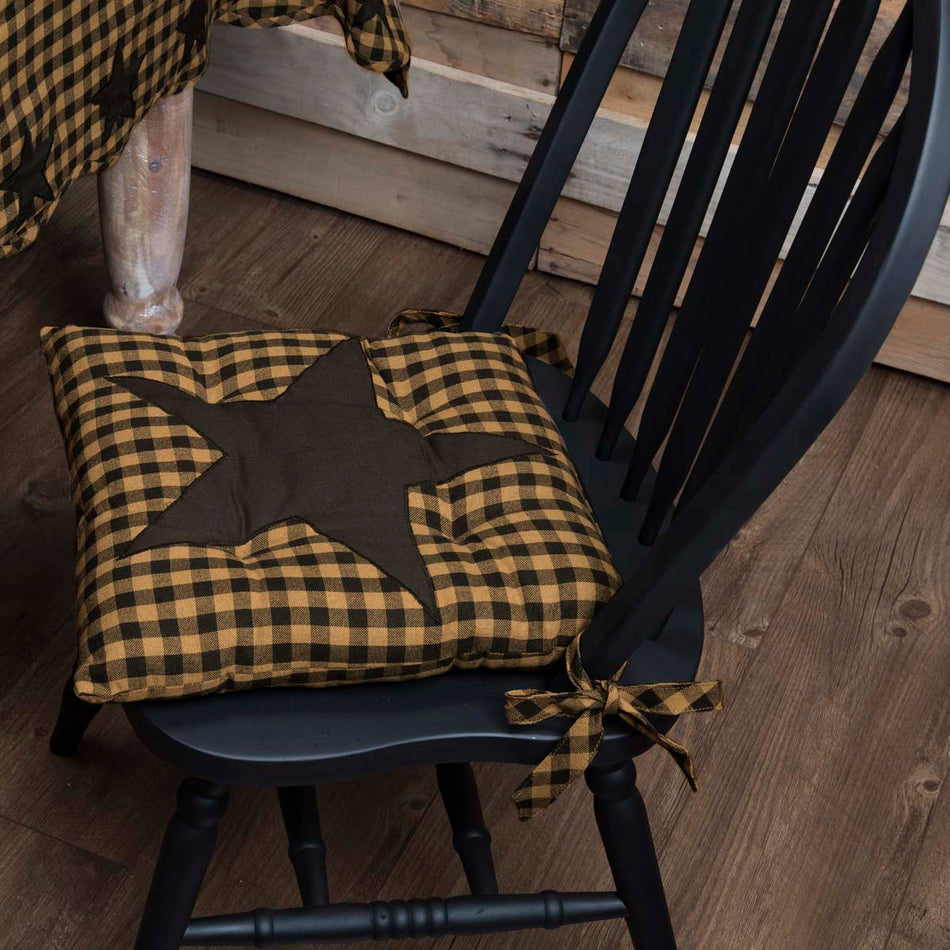 Mayflower Market Black Star Chair Pad By VHC Brands