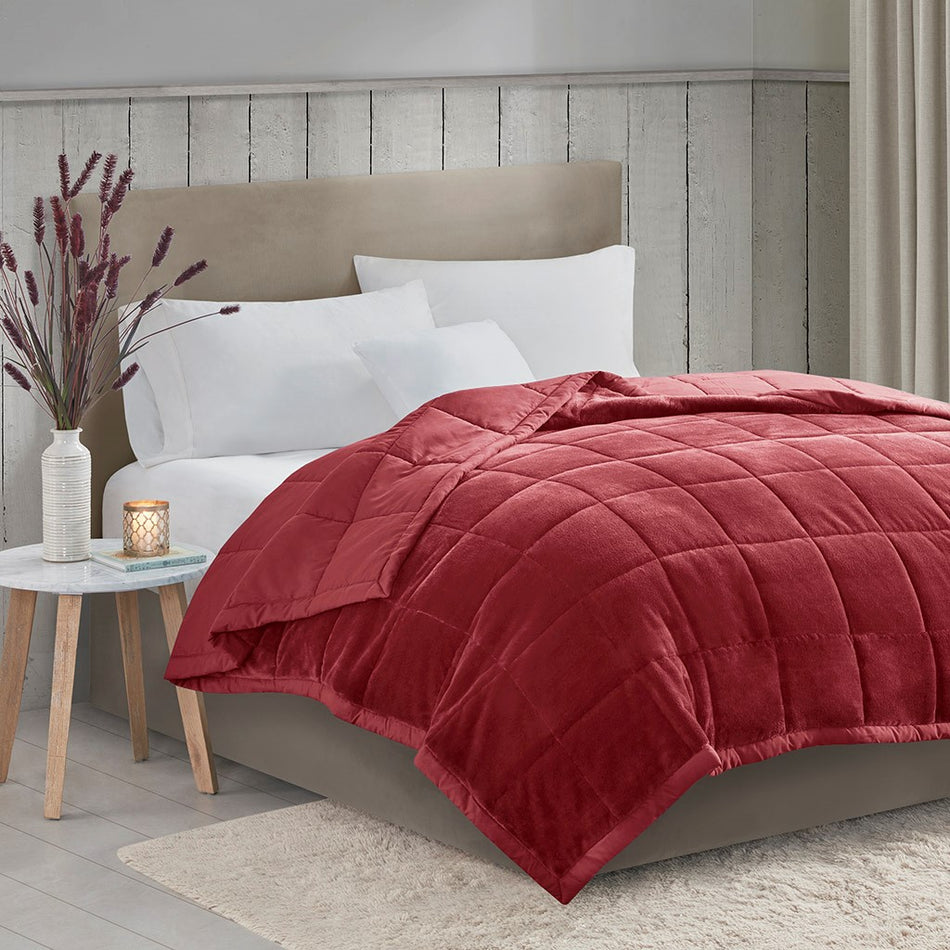 Madison Park Coleman Reversible HeiQ Smart Temperature Down Alternative Blanket - Burgundy - Full Size / Queen Size