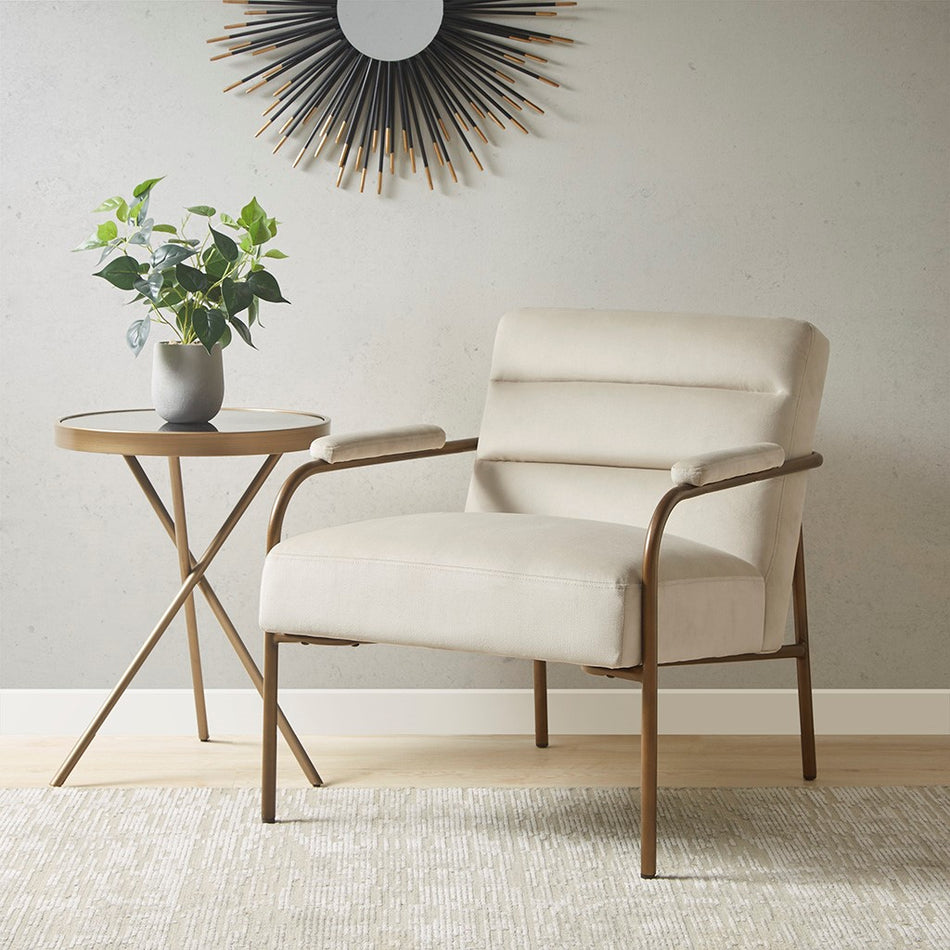 Madison Park Kari Slant Back Wood Accent Chair - Cream