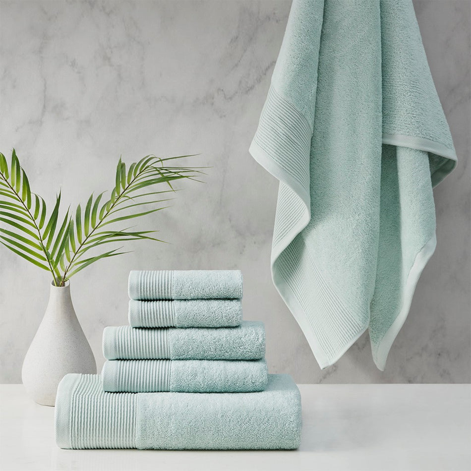 Beautyrest Nuage Cotton Tencel Blend Antimicrobial 6 Piece Towel Set - Seafoam 