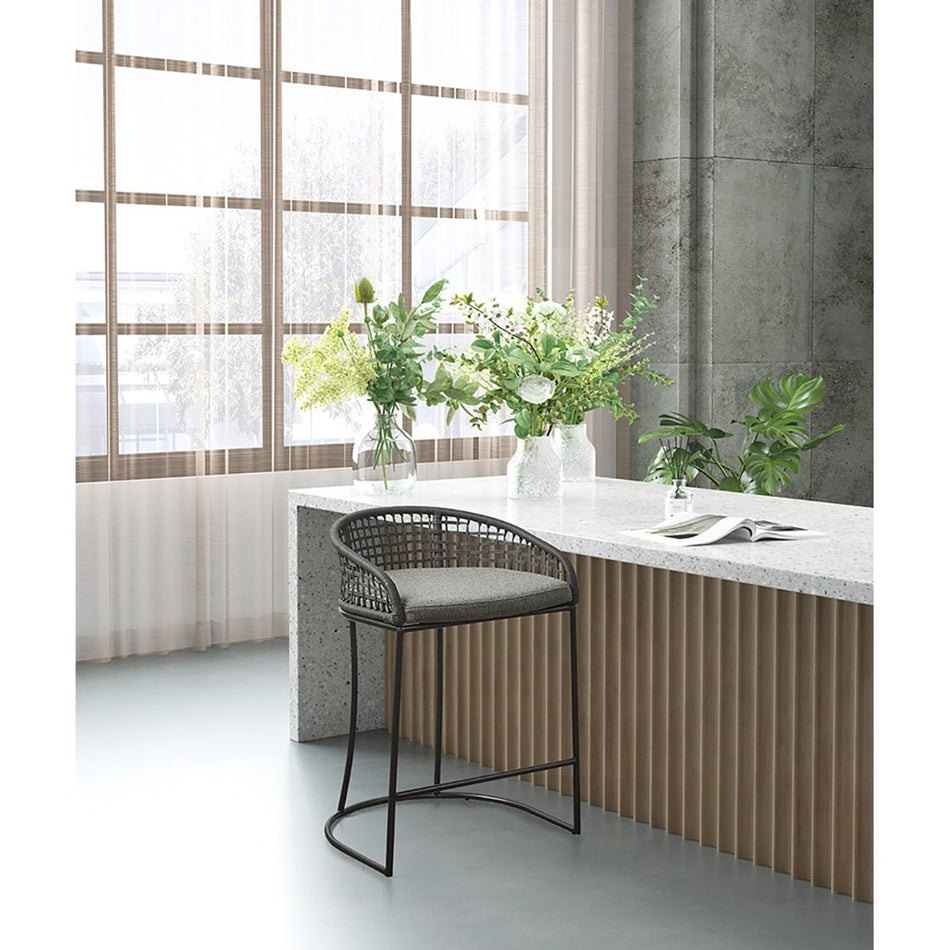 Madison Park Hermosa Woven Counter Stool 25" - Dark Gray
