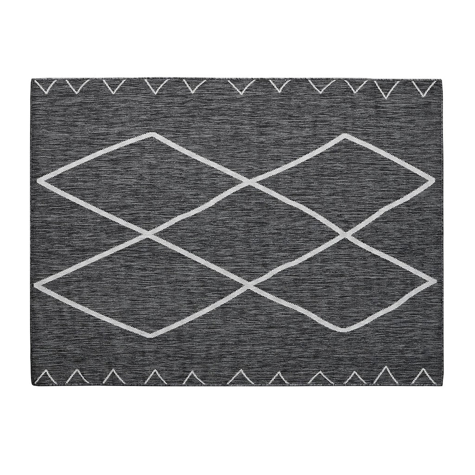 Darya Moroccan Indoor/Outdoor Rug - Grey / White - 5x7'