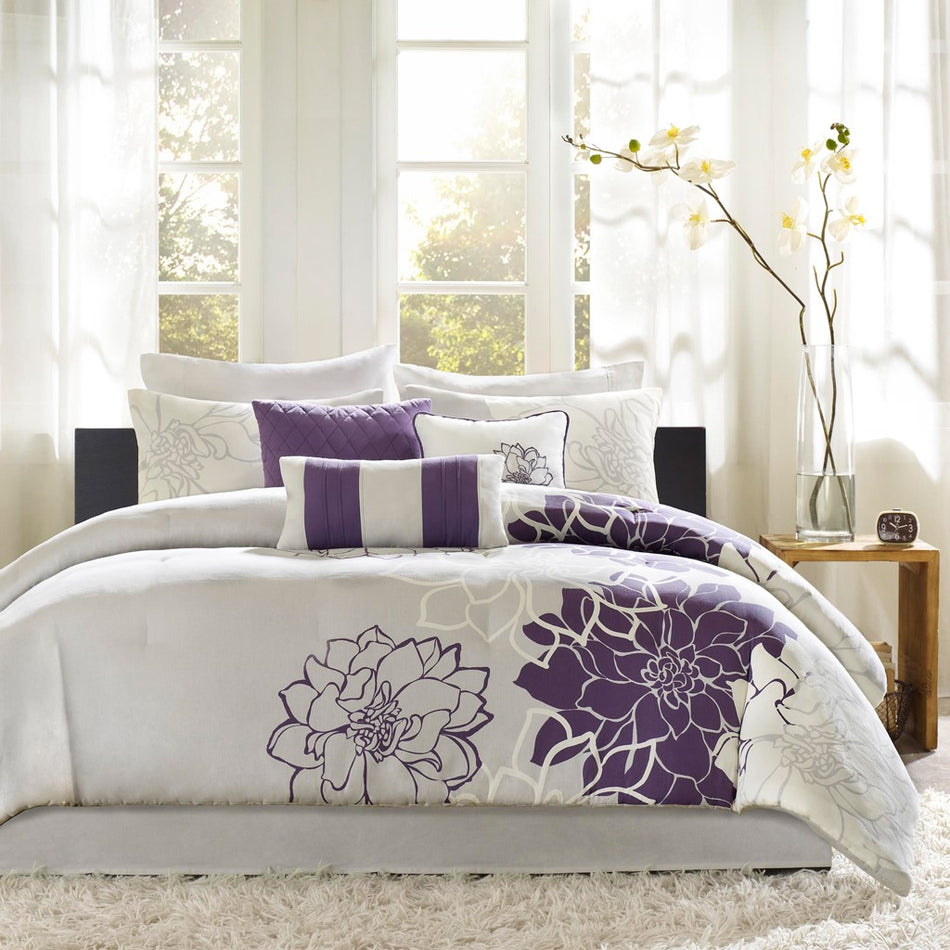 Madison Park Lola Comforter Set - Purple  - Twin Size / Twin XL Size Shop Online & Save - ExpressHomeDirect.com