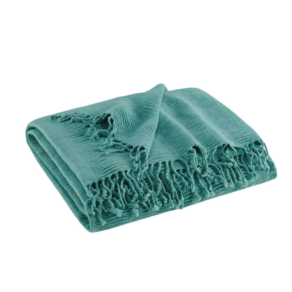 INK+IVY Reeve Ruched Throw - Teal - 50x60"