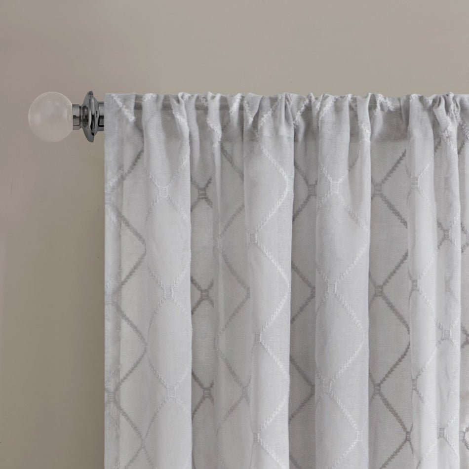 Irina Diamond Sheer Window Curtain - Grey - 50x84"
