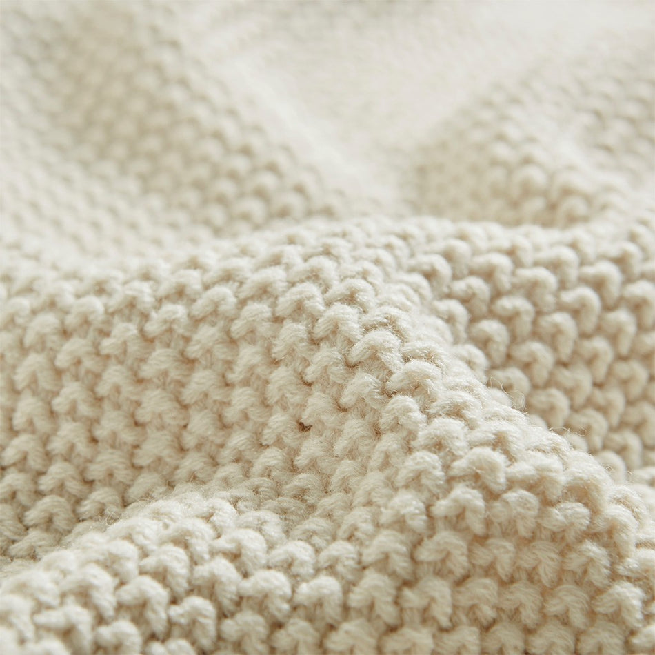 Bree Knit Knit Blanket - Ivory - Twin Size